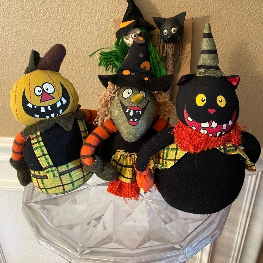 Halloween Bean Bag Characters Witch Cat plus Halloween Pencils Decorations - Picture 10 of 14